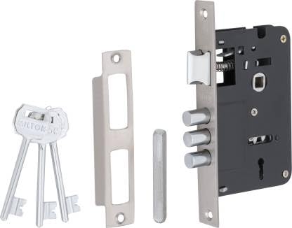 Image of Milton ZINC Mortise Lock Set with Wave Design, Black and Rose Gold Finish, 8 Inch