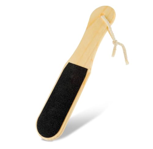 MOMENT Wood Foot File Foot Scrubber Hard Skin Callus Remover Pedicure Foot Rasp Double Sided with Wooden Handle Feet Scraper File Brush Tools for Cracked Heels Dead Skin Corn