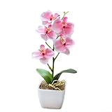 Planta en maceta de 5 cabezas de imitaci&oacute;n Phalaenopsis para decoraci&oacute;n del hogar y la oficina, orqu&iacute;dea artificial con dise&ntilde;o realista, para bodas y...