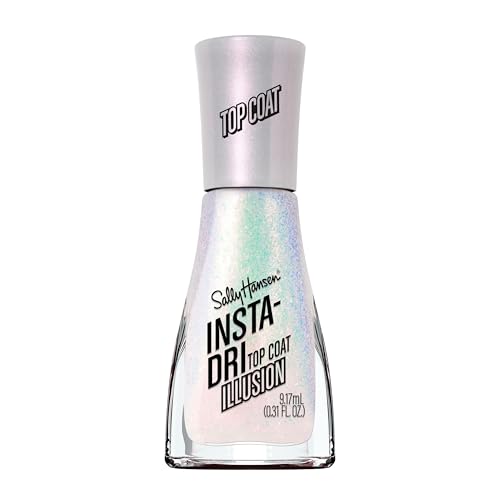 Sally Hansen Insta-Dri Nail Polish Top Coat | Quick Dry Long Lasting Streak-Free Shine Sheer | Illusion | Shimmery White Nail Polish