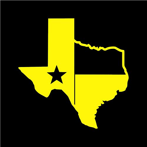 Image of TX Flag Shaped Like Texas [Pick Color] Vinyl Transfer Sticker for Laptop /Car /Truck /Window /Bumper (3 inch x 3 inch, Yellow)