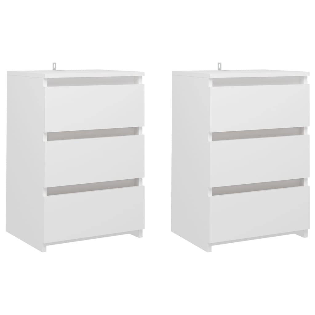 vidaXL 2X Mesitas de Noche Aparador Auxiliar Armario Cama Dormitorio Habitación Organizador Almacenamiento Madera Contrachapada Blanco 40x35x62,5 cm