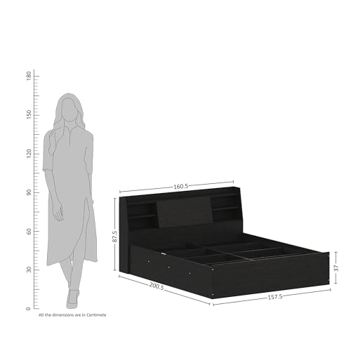 Image of Amazon Brand - Solimo Altamore Engineered Wood King Bed with Headboard and Box Storage (Wenge Finish)