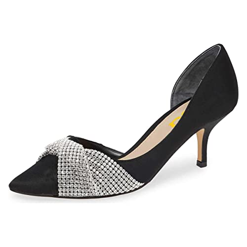 FSJ Women Low Kitten Heels Pointed Toe Slip on Pumps D'Orsay Pleated Satin Evening Party Dress Office Shoes Size 4-15 US