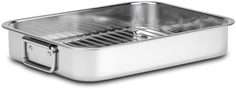 Stainless Steel Turkey Roasting Pan with Rack & Handles, Heavy Du...
