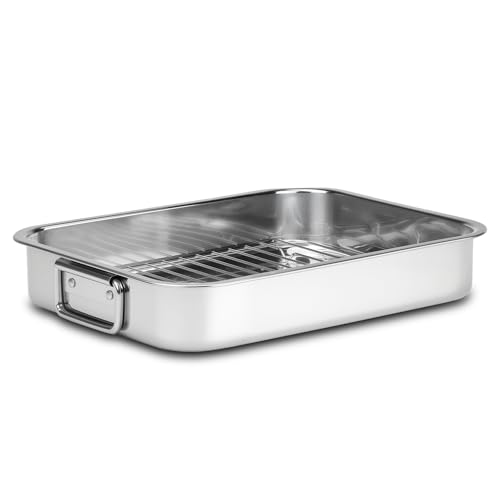 Stainless Steel Turkey Roasting Pan with Rack & Handles