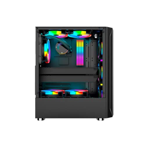 GABINETE HAYOM GAMER LAT DIR VIDRO TEMPERADO LED RGB FRONTAL 02 BAIAS ATX/MICRO-ATX/MINI-ATX S/FONTE