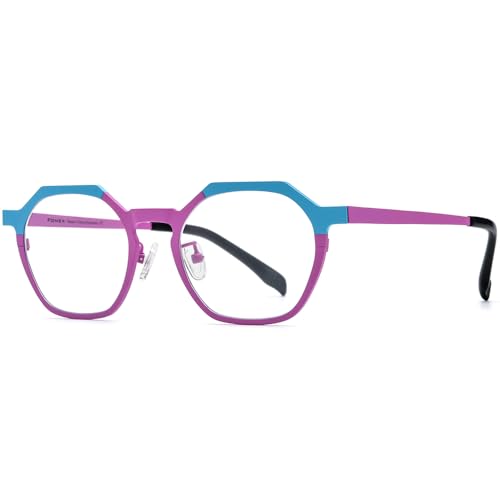 Image of FONEX Colorful Pure Titanium Glasses Frame Women Retro Round Eyeglasses