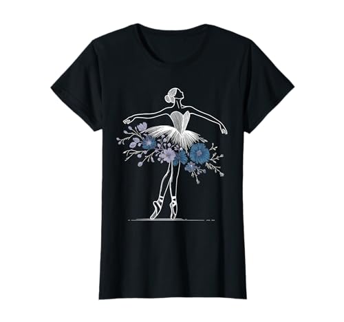 Floral Flower Ballerina Girl Shirt Cute Ballet Dance Dancer T-Shirt