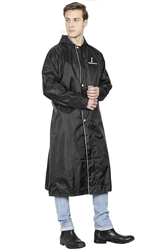 Image of FabSeasons Grey Reversible Waterproof Raincoat with Adjustable Hood and Reflector at Back for Night Visibility. Pack Contains Top, Bottom