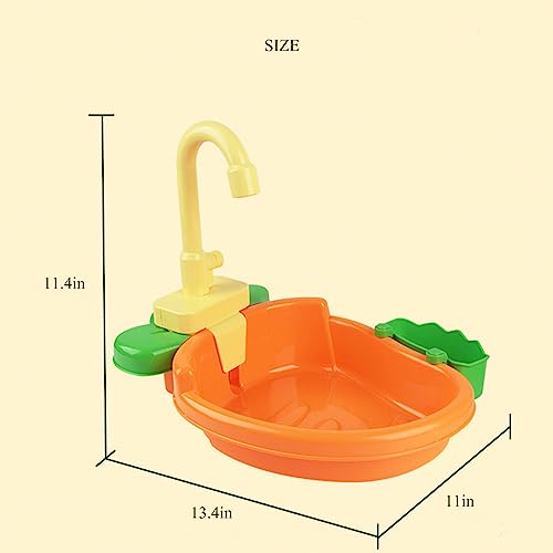 Image of Parrot Bath Shower, Bird Bath for Cage, Automatic Bird Bathtub Pet Bath Pool with Faucet, Bird Fountain Swimming Pool Toy Bath Shower Water Dispenser for Ferret, Love Bird, Goldfinch (Orange)