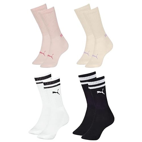PUMA Kit 4 Pares Meia Esportiva Cano Alto Hipoalergênico Toque Leve Confortável, 1 Marfim - 1 - Rosa