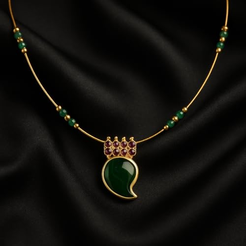 Image of Women's Gold-Plated Mango Pendant Necklace Ruby Accent Mango Design Lightweight Chain for Girls & Women
