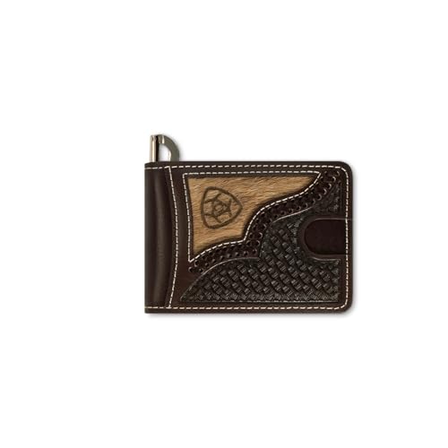 ARIAT Men's Brindled Calf Hair Leather Bifold Money Clip