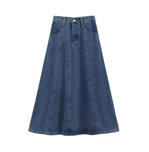 Women Plus Size A-Line Denim Skirt High Waist Slimming Fit Medium Length Umbrella Skirt for Spring Summer