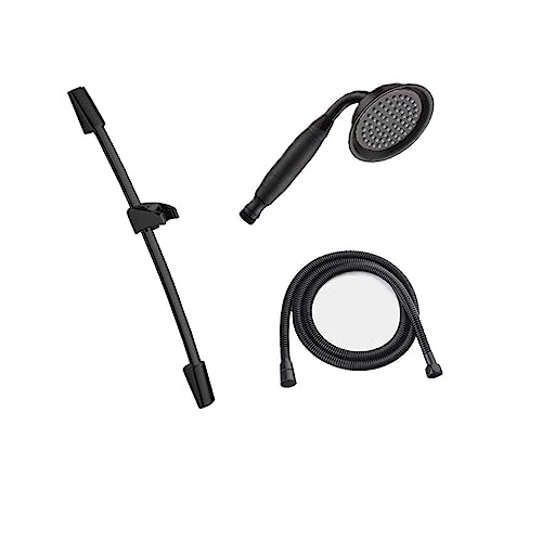 Barre de douche noir mat et ensemble douchette au design contemporain