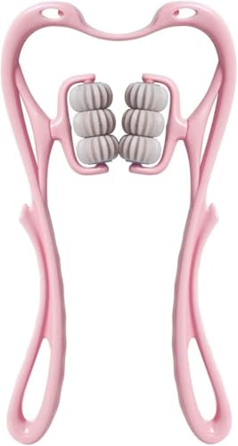 YUNYU Handheld Deep Tissue Massager - 6 Ball Point Neck Massager for Shoulder, Back & Leg Pain Relief, Manual Deep Tissue Massager with Ergonomic Grip-Pink