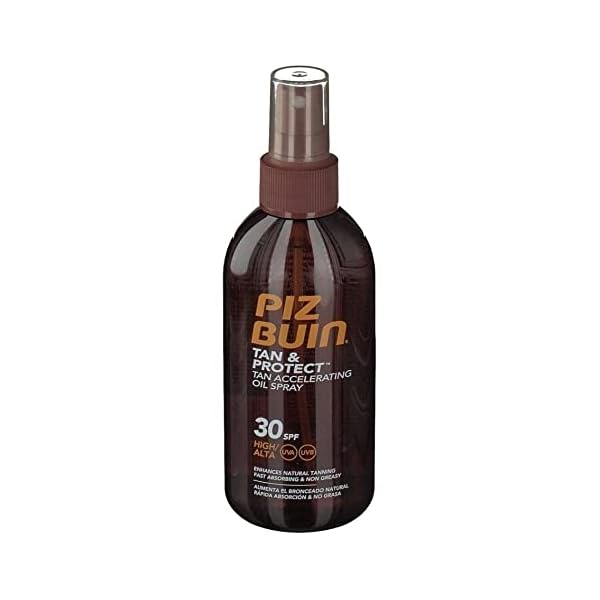 Piz Buin Tan & Protect, Bräunungsbeschleuniger Sonnenöl Spray mit Sonnenschutz LSF 30, wasserfest und schnell einziehend…