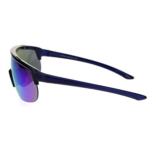 Retro Mirror Lens Oversize Shield Robotic Half Rim Sunglasses3