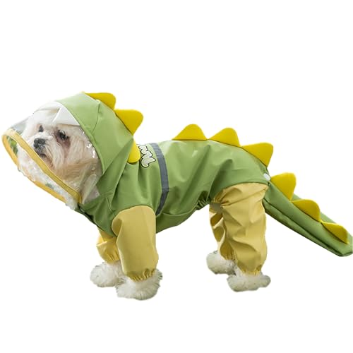 JPETTO犬レインコート 犬 カッパ 犬服 ペット雨具 梅雨 対応 反射テープ付 着せやすい リード穴あり 帽子付 通気 完全防水 耐久性 快適 防風 防水 お出かけ お散歩 濡れない 可愛い 小型犬 中型犬 四季通用 KN0386グリーンXS