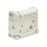 Stokke JetKids BedBox, Sea Green - Maleta para niños de 2 a 7 Años (hasta 35 kg) - Se Transforma en Cama - Incluye Colchón, Pegatinas Decorativas y Correa de Transporte Ajustable