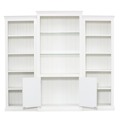 Merax 3-Pieces White Bookshelves 87"x17"x79" Tall Bookshelf with Cabinet Door, 5 Colors Adjustable LED Cabinet Ceiling Light, 5-Tier Collection Bookcase for Home Office Studio - Image 6
