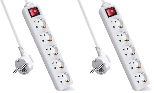 Regleta con 5 enchufes blanco y cable largo 5m para hogar y oficina 1