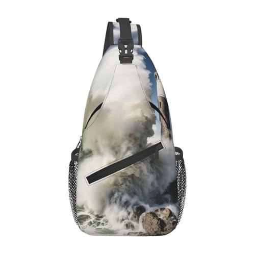 Sac banane crossbody motif océan noir idéal pour vos voyages et sorties de randonnée le week-end