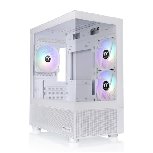 Thermaltake View 170 TG ARGB Snow Micro-ATX-Gehäuse; 3 x 120 mm ARGB-Lüfter im Lieferumfang enthalten; unterstützt Lüfter bis zu 280 mm… – Ansicht 1