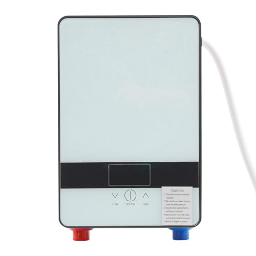Durchlauferhitzer Dusche, Elektrisch Durchlauferhitzer, 6500W Tankless Instant Warmwasser Badezimmer Dusche, Badezimmer Elektrischer Warmwasserbereiter 0-55℃, 29 × 19 × 6.5cm