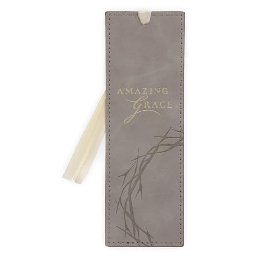 Image of Christian Art Gifts Faux Leather Scripture Bookmark: Amazing Grace