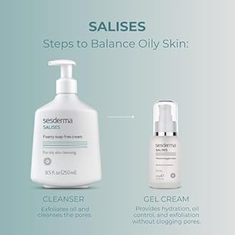 Sesderma SALISES Foamy Soap-Free Cream, Gentle Face Wash for Oily & Acne-Prone Skin, Salicylic Acid Pore Cleanser, 8.5 fl oz