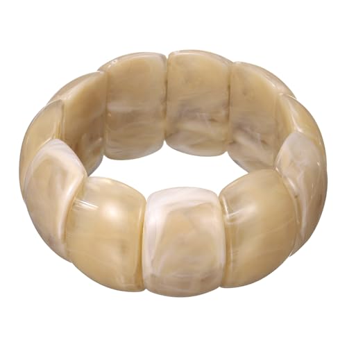 Bracelet extensible pour femme en résine acrylique marron confortable et large