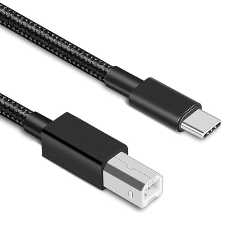 Image of rts High Speed USB Type C to USB B 2.0 Printer Cable Cord (5 Meter) | Fiber Jacket, Gold Plated Connectors| Compatible with MacBook Pro /Air, MIDI Keyboard Cable Printers, DJ Controller Scanners, Fax