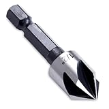Countersink and Deburring Bit - 1/4 Inch Hex Shank - Stainless Steel - for Holster & Knife Sheath Projects - Precision 5 Flute Cutting Tool for KYDEX