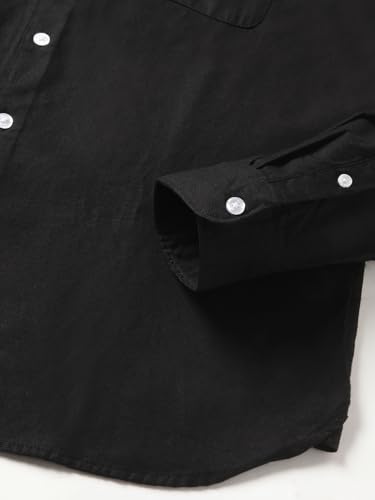 Image of The Bear House Men Black Solid Slim Fit Cotton Casual Shirt