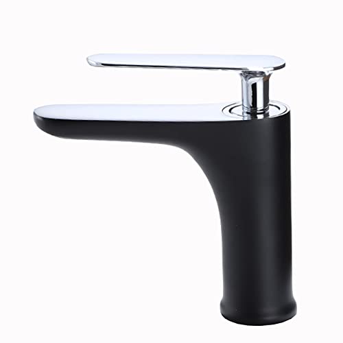 Grifo de lavabo monomando con mezclador de agua fría y caliente en latón resistente blanco