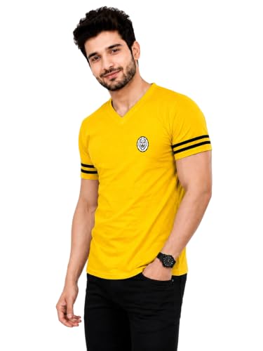 Image of Geum Men's Solid Half Sleeve V-Neck T-Shirt | Soft & Breathable Fabric | Regular Fit | Casual Everyday T-Shirt