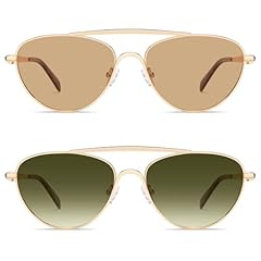 2 Pack Gold Frame Light Brown Yellow Lens + Gold Frame Deep Green Lens