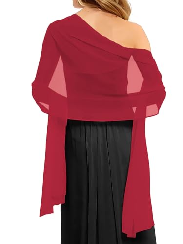 Womens Scarf Shawls and Wraps for Evening Dress Wedding Party Bridal Scarves Sarong Cover Ups(Red)