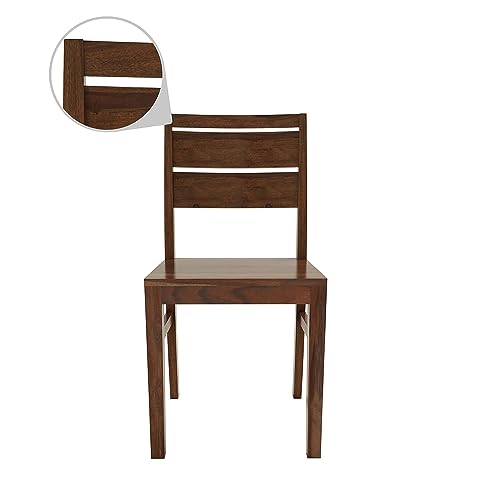 Image of RECTART Nexa Square Solid Sheesham Wood Dining Table with 6 Chairs, 7- Piece - Honey Teak Brown