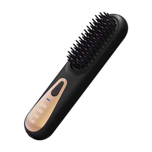Brusho Hair Pro - Cepillo alisador de pelo inalámbrico | Cepillo alisador de cerámica de calentamiento rápido 30 W | Brusheo Hair Pro con ajuste de 4 temperaturas | Cepillo alisador recargable USB