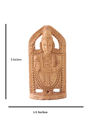 Image of RDK Handcrafted Sandalwood Venkateswara Figurine - 3-Inch Decorative Wooden Tirupati Balaji Idol Sculpture Inspired by Traditional Art - Natural Chandan Wood Carving for Home or Office Display