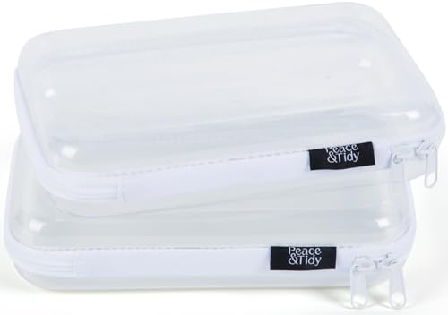 Image of Peace & Tidy Clear Zippered Storage Bin – 5.5"x8.5" Hard-Sided, Stackable Organizer for Toys, Crafts, and Pantry – Durable Plastic Container with Dust-Free Protection