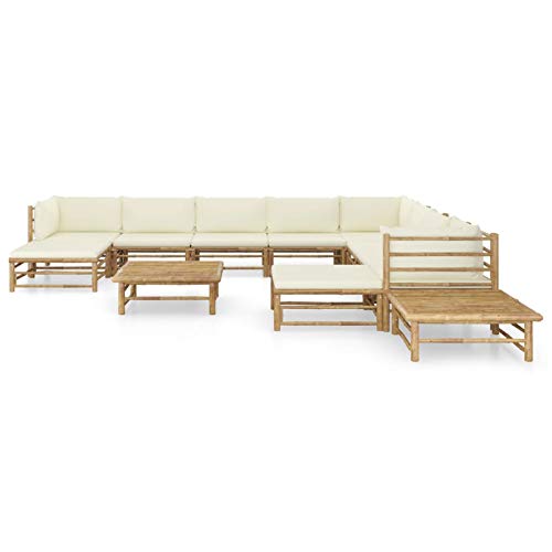 Festnight Gartenlounge Loungemöbel Terrasse Gartenmöbel Set Bambus Garten Lounge Sofa Outdoor Couch Set Sitzgruppe Garten Sofagarnitur Terassenmöbel 12-TLG – Bild 3