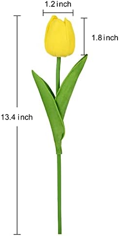 Red Tulips Artificial Flowers 24Pcs Tulip Flowers for Decor Faux Tulips Latex Material Real Touch Artificial Flowers Wedding Bouquets Flowers Home Hotel Party Decoration DIY Floral Arrangement
