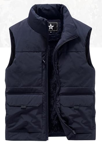 Chaleco De Invierno para Hombre con Forro Polar A Prueba De Viento,Chaqueta Sin Mangas con Cremallera Completa Y Chaleco De Pesca con Bolsillo Chaleco para Hombre Chaqueta De Trabajo Al Aire Libre,M