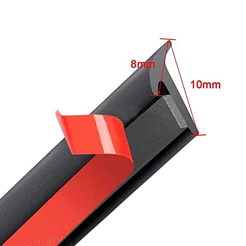 Greceyou 5M/16.5Ft Universal Self Adhesive Auto Rubber Weather Draft Seal Strip, Car Windshield Edge Moulding Sealing Strip Soundproof T-Type Rubber Edge Protector Trim, Black (8X10Mm/0.31''X0.39'') #TOP6