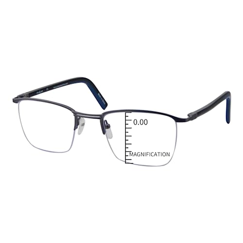 ProEyes Attitude 2, Progressive Multifocal Blue Light Blocking Readers w/Spring Hinge, Anti-Reflective Resin Lens, 0 Power on Top Lens (Square Gun, up+0.00,down+3.00)