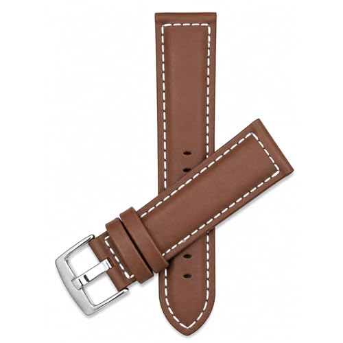 Image of Bandini Mens XL Extra Long Leather Watch Band or Regular Strap, Classic or Buffalo Pattern - 4 Colors, With or Without Stitch - 18mm 20mm 22mm 24mm 26mm 28mm 30mm Leather Watch Band for Men